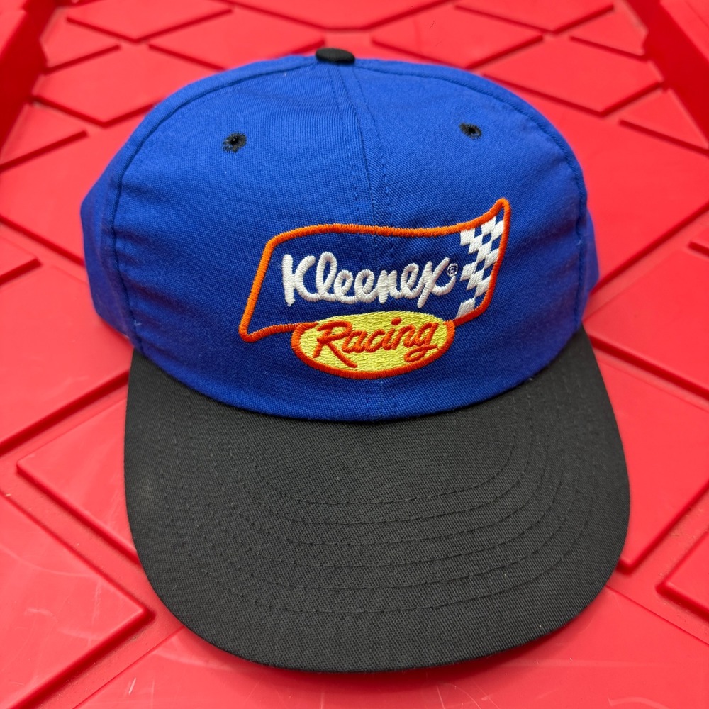 VTG 90s Kleenex Racing Hat Men Blue Black Snapback Cap‎ NASCAR Essential NASCAR